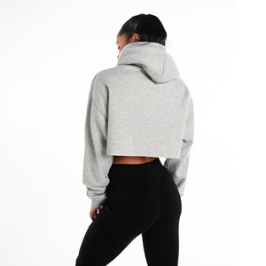Sudadera con capucha recortada personalizable OEM para mujer, Sudadera con capucha de entrenamiento deportivo de Yoga de invierno, sudadera barata para mujer - Product Image 5