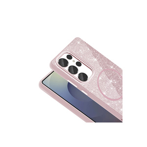 Coque de luxe Netzy en silicone blanc avec paillettes pour chargement sans fil MagSafe, compatible Samsung Galaxy S25 Ultra, finition électroplaquée - Product Image 6
