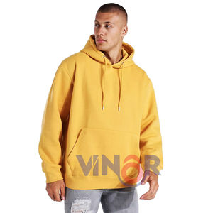Sweat à capuche décontracté pour homme, 100% coton, tissu français, style oversize, tendance hip-hop, sweat à capuche uni, imprimé à l'écran, teinture unie - Product Image 2