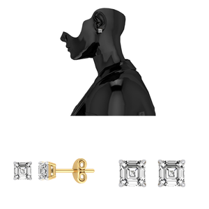 Boucles d'oreilles clous pour femmes en or massif 14 carats de haute qualité, diamant de taille princesse cultivé en laboratoire, certifié IGI, fournisseur Divya Creations Inde - Product Image 4