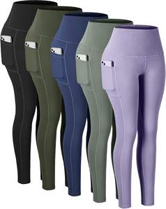 Leggings de yoga en spandex taille haute pour femmes pantalons d'entraînement respirants pour contrôle du ventre tailles plus-XL XXL poches à motifs imprimés solides - Product Image 1