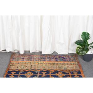 Tapis Patchwork Noir Orange Traditionnel 1.8x3.1ft Tapis De Salon En Coton Organique Tapis Turcs Rectangulaires avec Support En Latex - Product Image 2