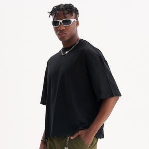 T-shirt à col rond lavé à l'acide personnalisé à la mode pour hommes en jersey imprimé 100% coton avec un design ample et décontracté en jersey vierge uni - Product Image 2