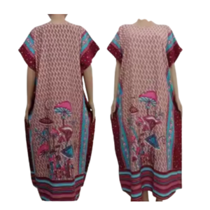 Jumbo Daster Rayon Mujer Verano Patrón floral Manga corta Ropa de dormir Camisones de satén cómodos en oferta - Product Image 6