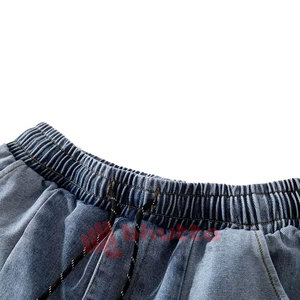 Comfort Factory Price Plus Size <b>Men</b> 100% Cotton Casual Denim <b>Jeans</b> Shorts Pocket Design Light Blue Zipper Fly Mid Elastic - Product Image 3