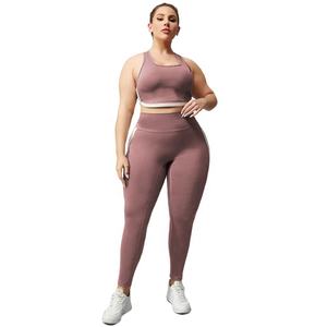 Respirant léger femme Fitness Yoga costume 2 pièces ensemble grande taille sans couture sport pantalon et haut nouveau Design - Product Image 6