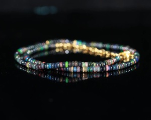 Black Ethiopian Fire <b>Opal</b> Beaded <b>Necklace</b> Handmade Jewelry Gift Third Party Certified 925 Sterling Silver <b>Gold</b> Plated Hindu - Product Image 3