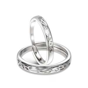 Jeulia Endless Love Vine Flower Bezel Set <b>Adjustable</b> Sterling <b>Silver</b> Couple <b>Rings</b> - Product Image 2