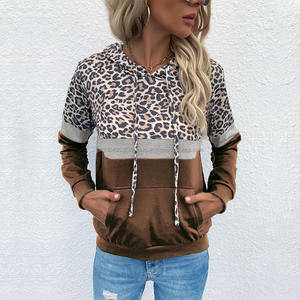 Hot Selling <b>Leopard</b> <b>Print</b> <b>Tops</b> Women's Casual Comfortable Warm Windproof Hoodie Spring Patchwork Hoodie - Product Image 6