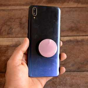 Empuñadura de teléfono ajustable de forma redonda de cuarzo rosa Natural soporte para móvil cabujón Gemstonen cuarzo decorado encantos de agarre de teléfono - Product Image 1