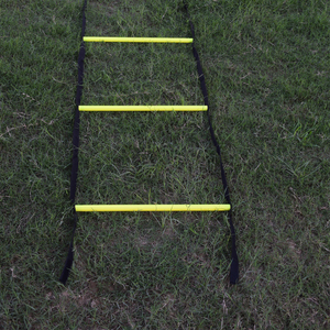 Escalera tubular de agilidad amarilla de 18 pulgadas de ancho para entrenamiento de fútbol hecha de correas de nailon duraderas y peldaños redondos de PP - Product Image 5