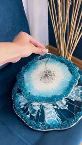 Plateau de service en résine fait main, 3 niveaux, forme personnalisée, options de couleurs, artisanat en résine, plateau à thé, plateau à fruits, art peint à la main - Product Image 5