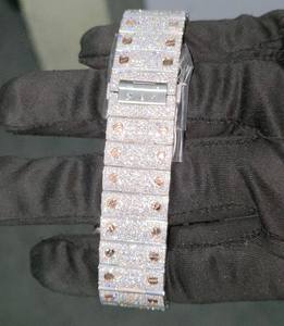 Montre de luxe en acier inoxydable avec mouvement à quartz MIYOTA, cadran en verre, diamant de laboratoire de qualité supérieure VVS, forme carrée, 40 mm - Product Image 5