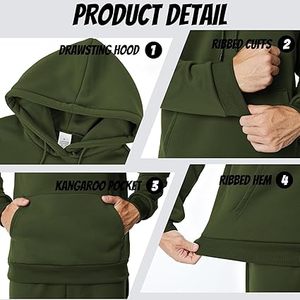 Hombres Ropa de invierno Sudaderas con capucha casuales Sudaderas con capucha de color sólido Ropa de moda Sudaderas con capucha ajustadas para hombres - Product Image 3