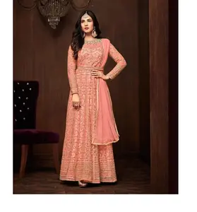 أحدث مصمم ملابس زفاف الثقيلة صافي cordding العمل طويل حزب ارتداء ثوب الباكستاني Anarkali اللباس الهند السعر المنخفض