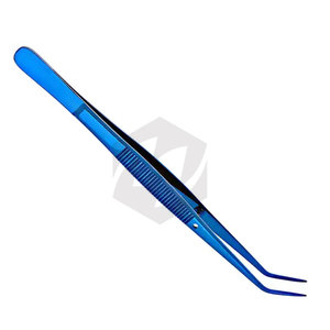 Pinzas Dentales de Primera Calidad con Recubrimiento Azul, Pinzas para Algodón y Apósitos con Puntas Curvas y Dentadas de Grado Quirúrgico - Product Image 3