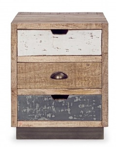Meubles de chambre à coucher modernes Sami chevet rugueux avec finition blanche naturelle pour la maison, l'hôtel ou le bureau à domicile - Product Image 2