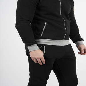 Sweat-shirt deux pièces léger et écologique coupe ajustée unisexe de grande taille Broderie de logo personnalisé Motif uni Streetwear Jogging - Product Image 4