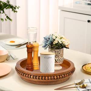 Organisateur de ferme Lazy Susan, support de plateau décoratif, Lazy Susan pour table, organisateur de plateau tournant Lazy Susan avec perles, 360 - Product Image 2