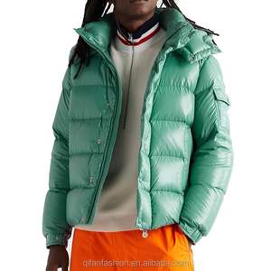 Coupe-vent d'hiver personnalisé pour hommes avec veste en duvet matelassée brillante détachable col montant en tissu de toile - Product Image 2