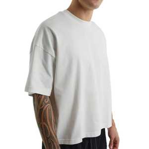 T-shirt personnalisé pour homme en coton 100% blanc surdimensionné avec tissu respirant à séchage rapide de haute qualité, style streetwear ample - Product Image 4