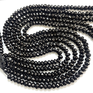 Cuentas de forma de rondelle facetadas de espinela negra, cuentas al por mayor de espinela negra natural - Product Image 3