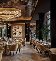 Ensemble de canapés modernes en cuir avec tables et chaises en bois pour restaurants, cafés et projets hôteliers