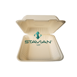 Blanc Brun 9x9 Pouces Clamshell 1370ml Biodégradable Plusieurs Tailles Options Bagasse Vaisselle Jetable Vaisselle Écologique - Product Image 4