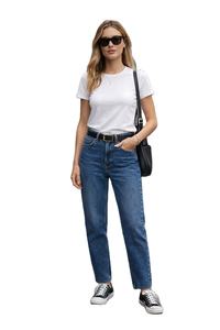 Vaqueros de mezclilla ecológicos oscuros de verano para mujer, de cintura alta, corte recto y holgado, estilo casual y elegante, pantalones sexys - Product Image 2