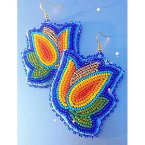 ต่างหูลูกปัดศิลปะปักด้วยด้าย - Product Image 1