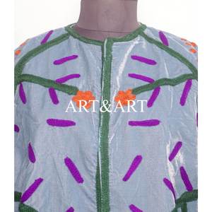 <b>Velvet</b> Artisan Hand Embroidered Suzani Quilted <b>Jacket</b> Floral Design 100% Cotton Woven Fabric Eco-Friendly Quick Dry Outdoor Wear - Product Image 3