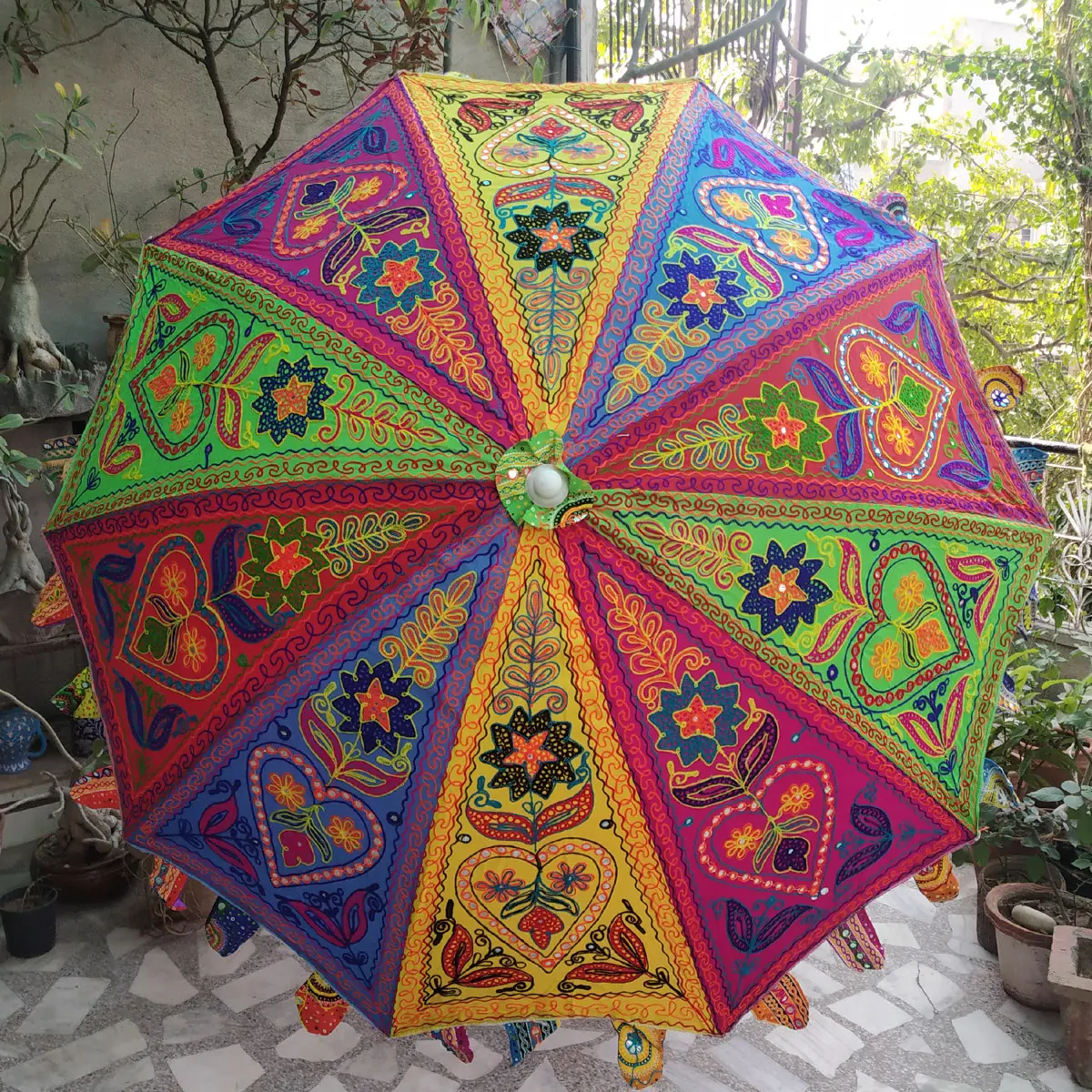 Guarda-chuva De Casamento indiano Do Vintage Feitos À Mão Bordados Artesanais