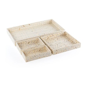 Plateau en bois design à deux tons, décoration de table pour mariage, plateau de service pour traiteur, utilisation dans les restaurants - Product Image 4