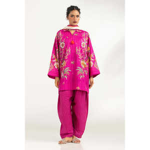 Ensemble de costume imprimé en cambric 3 pièces pour femmes avec écharpe IPST-SCF-77396 - Product Image 3