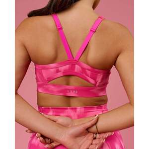 Sujetador deportivo transpirable y ajustable Momentum para mujer, talla D/DD/E, estampado rosa radiante - Product Image 2