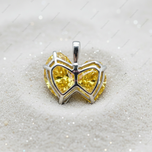 Pendentifs et breloques en or 925 argent massif avec diamant jaune fantaisie cultivé en laboratoire certifié GIA IGI, bijoux fins pour chien Pomeranian, cadeau - Product Image 3