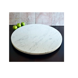 Mármol Lazy Susan en Metal Base de hoja de oro Hecho a mano Organizador de color blanco Lazy Susan Para forma redonda - Product Image 1