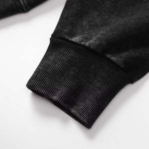 2025 negro lavado con ácido 100% algodón hombres Vintage desgastado Sudadera con capucha bordado personalizado alta calidad pesado abrigo de invierno teñido liso - Product Image 2