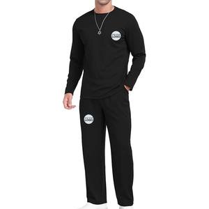 ชุดกีฬา2ชิ้นสำหรับผู้ชายชุดวอร์มแขนยาวแบบสวมหัวคอกลมสำหรับใส่วิ่งออกกำลังกายแบบแอคทีฟ - Product Image 1