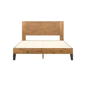 Kualitas tinggi Platform kayu bingkai tempat tidur kayu ek padat desain kustom dengan sandaran kepala ukuran Twin Queen King