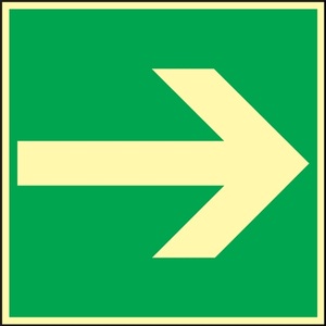 Panneau de signalisation automobile en plastique haute visibilité 148x148mm, flèche droite BGV A8, panneau de sécurité - Product Image 1