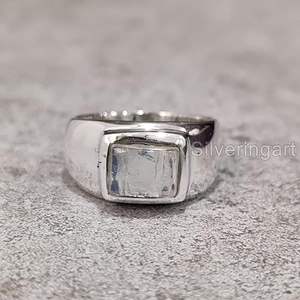 Anillo de Plata de Ley 925 con Piedra Lunar Arcoíris Natural, Novedad, Piedra de Nacimiento de Junio, Joyería para el Día del Padre, Venta al por Mayor - Product Image 4