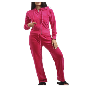 Stylish Ladies <b>Plus</b> <b>Size</b> <b>Velour</b> <b>Tracksuit</b> Trendy Hoodie With Cropped Top And Full Length Pants Ideal For Gym And Casual Days - Product Image 6