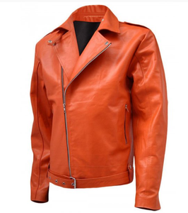 Personnalisé 2024 hommes en peau de mouton veste en cuir à la mode rétro cou à manches longues haut décontracté pour l'automne hiver - Product Image 4