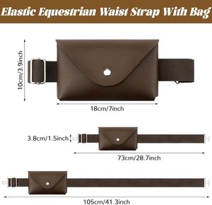 2 Packs de ceintures équestres pour femmes Sac de taille pour téléphone 1,5 pouce Ceinture d'équitation élastique avec boucle en argent - Product Image 3
