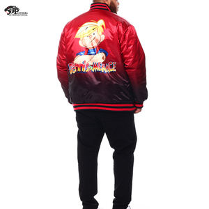 Chaqueta de satén de dos tonos con costuras duraderas y forro interior suave con cuello levantado, logotipos estampados de temporada de invierno - Product Image 2