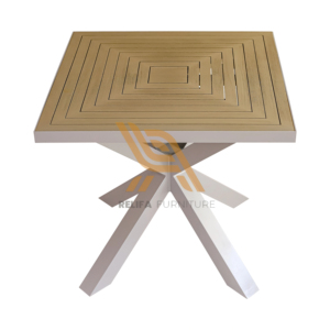 Muebles de exterior, mesa de madera maciza de teca, combinación de revestimiento de aluminio en las patas/Araña, Construcción fuerte hecha en Indonesia - Product Image 1