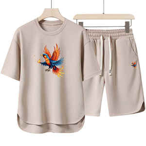 Ensemble de t-shirts et shorts d'été pour hommes surdimensionnés personnalisés ensembles courts imprimés pour hommes vêtements personnalisables deux pièces t-shirts et shorts vierges - Product Image 4