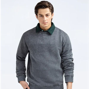 2025 New Men's <b>Crewneck</b> Sweatshirt Autumn ODM 220gsm Thickened Long Fleece Custom Logo Polyester/Cotton High Quality Customized - Product Image 1