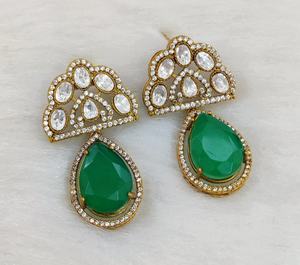 Pendientes de Moissanita Polki y Piedra Doble, Diseño Minimalista, Hermoso Diseño, Perfectos para Fiestas y Ocasiones Festivas, Ligeros - Product Image 1